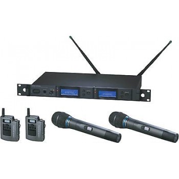 Audio Technica AEW 5415aC Duel System with Pairs of Body Pack and Handheld Trans