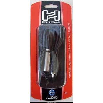 HOSA XRM-103 3 ft XLR Male to RCA Unbalanced Cable New