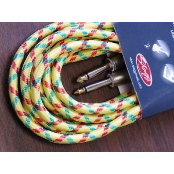 STAGG 20ft Vintage Tweed Instrument Cable Yellow New