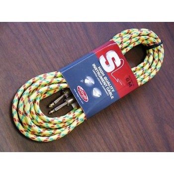 STAGG 20ft Vintage Tweed Instrument Cable Yellow New